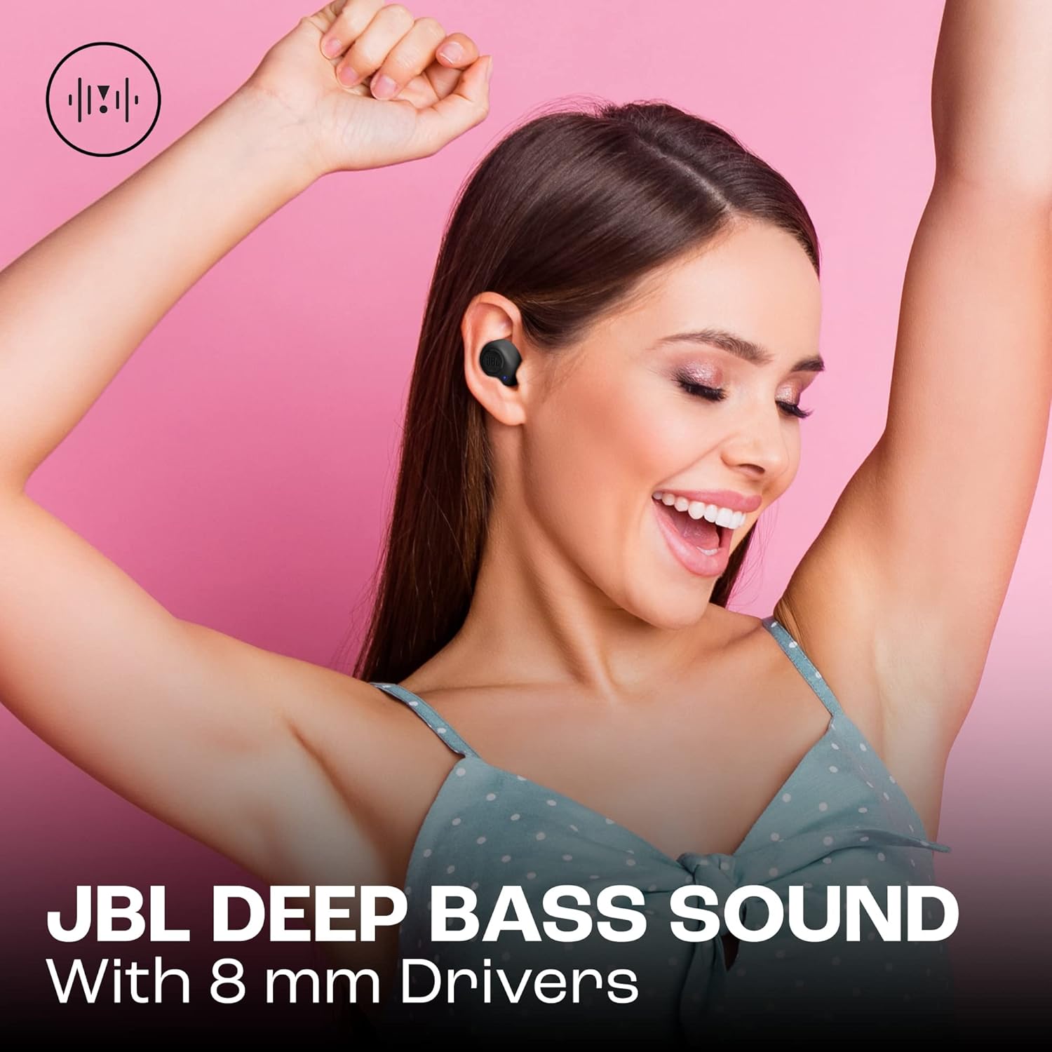 Detalle 2 de JBL Wave Buds: auriculares In-Ear inalámbricos con Deep Bass, IP54/IPX2 y 32 horas de batería