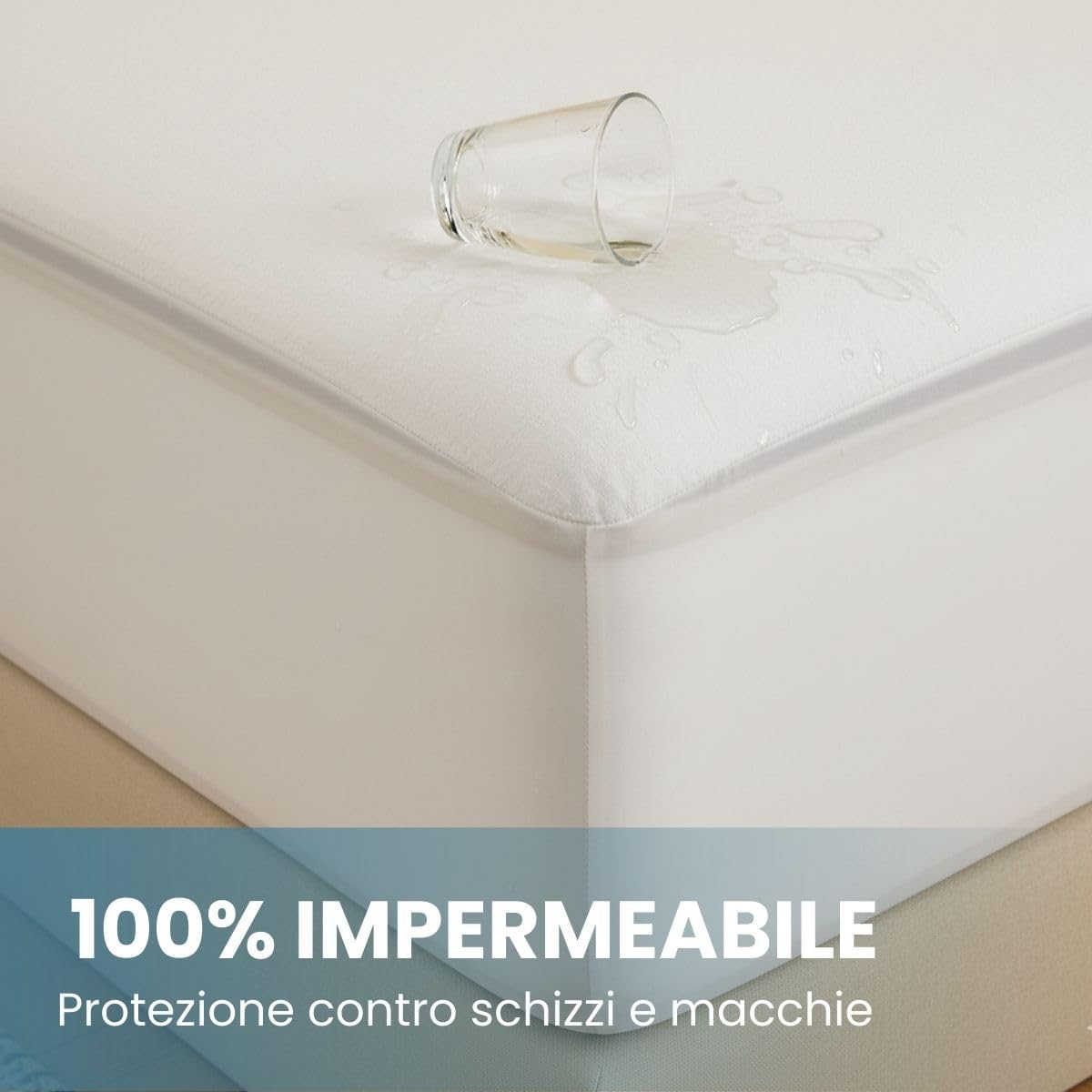 Detalle de Dreamway Coprimaterasso Matrimoniale Impermeabile 140x190x30 cm – Morbido, OEKO-TEX, Elastico