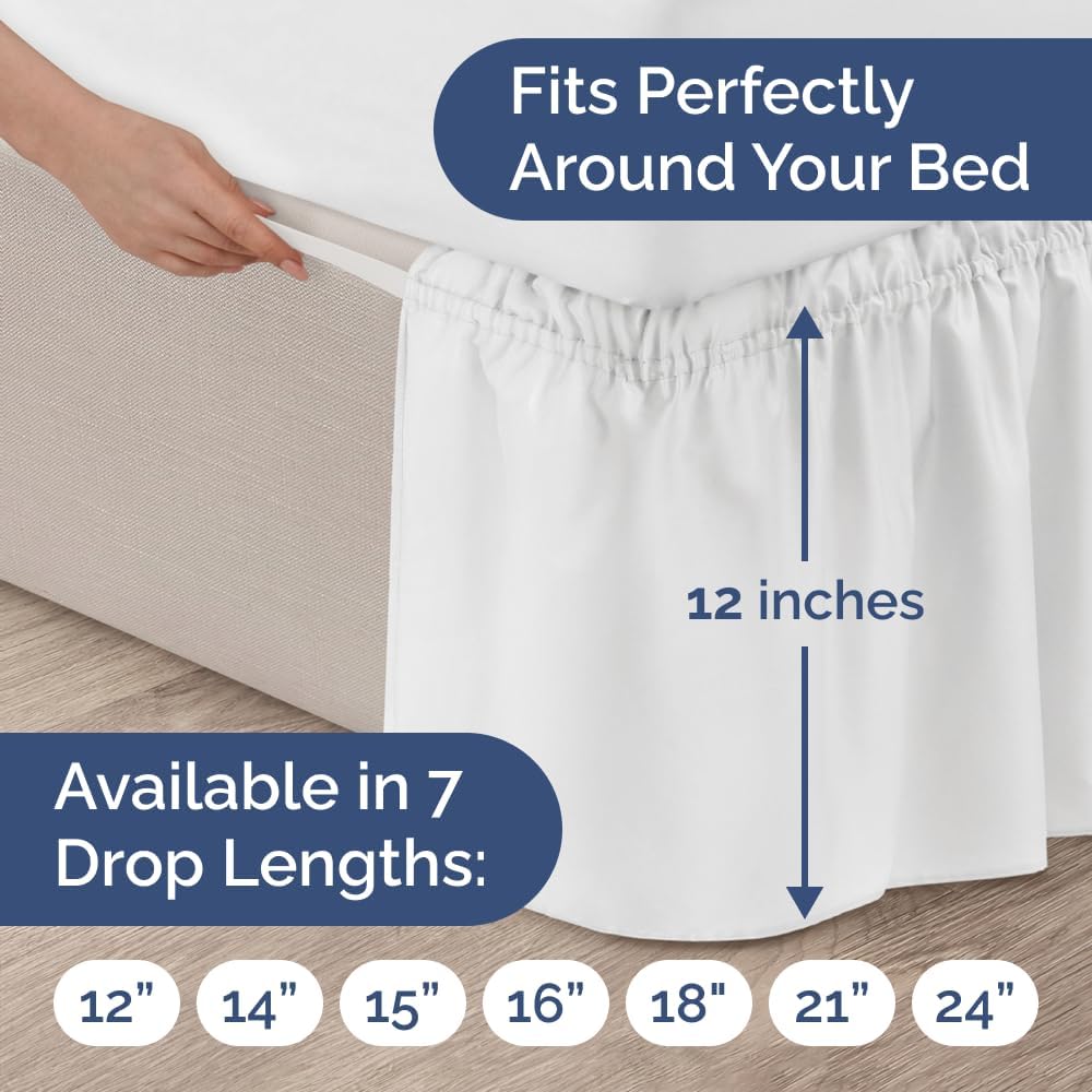 Thumbnail 3 de CGK Linens Wrap Around Dust Ruffle Bed Skirt (White) for King Beds with 12" Drop