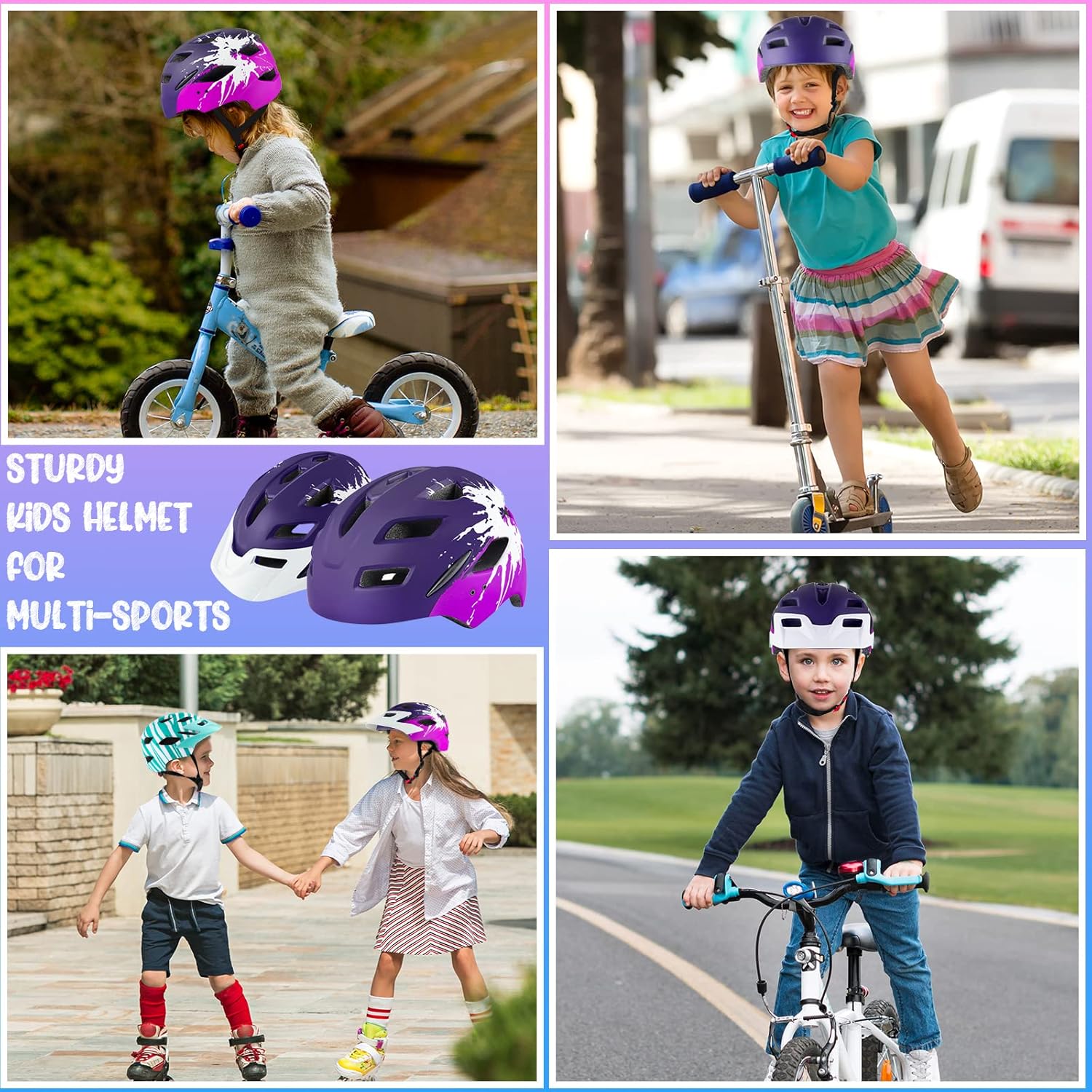 Thumbnail 6 de RaMokey Casque de vélo léger pour enfants – réglable 48-56 cm, feu arrière et visière amovible
