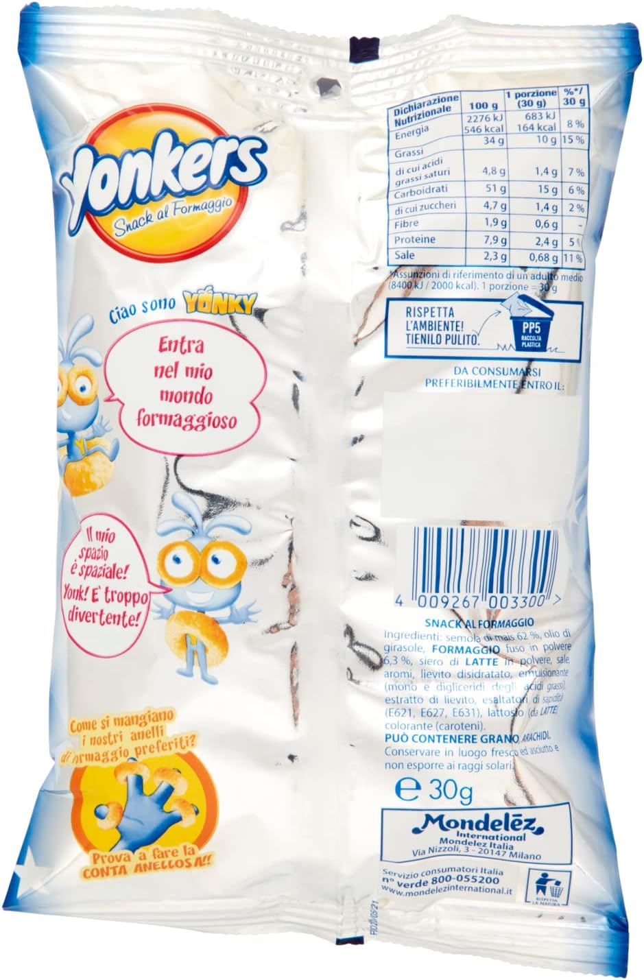 Thumbnail 4 de Yonkers Snack al Formaggio “Irresistibili Anelli” non fritti, 40x30 g (40 sacchetti)