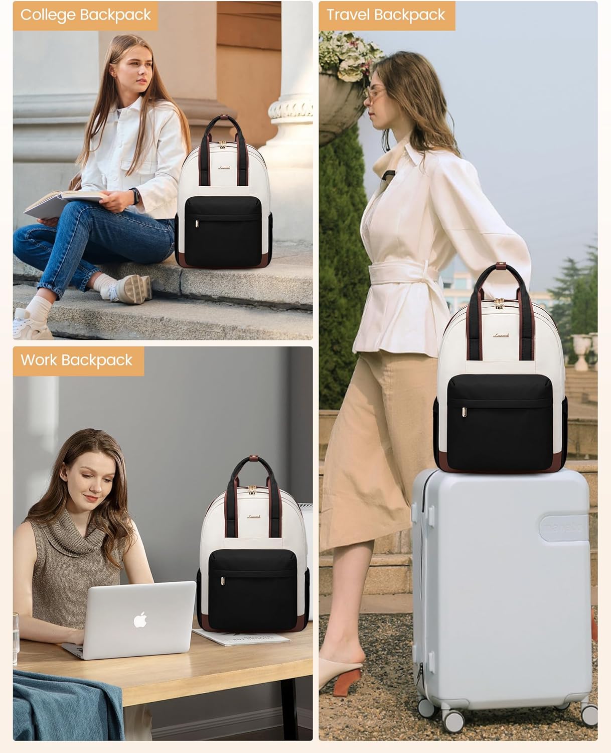 Thumbnail 5 de LOVEVOOK Rucksack Damen mit Laptopfach für 15,6 Zoll (44 x 32 x 18 cm, wasserdicht, USB) – ideal für Schule, Büro & Reise