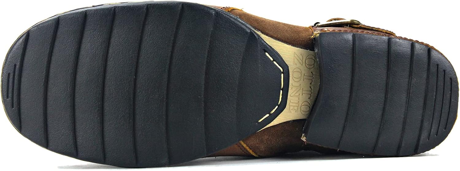 Thumbnail 1 de OSSTONE OS-5008-1-E Herrenstiefel aus Rindsleder mit Gummisohle und Reißverschluss (Biker Boots, Brown)