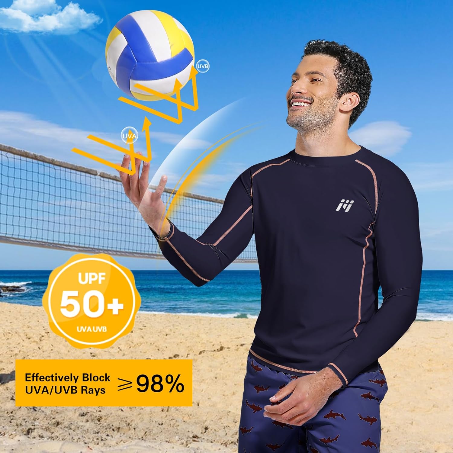 Thumbnail 1 de MEETWEE Rash Guard da uomo a maniche lunghe con protezione UV UPF 50+ e asciugatura rapida