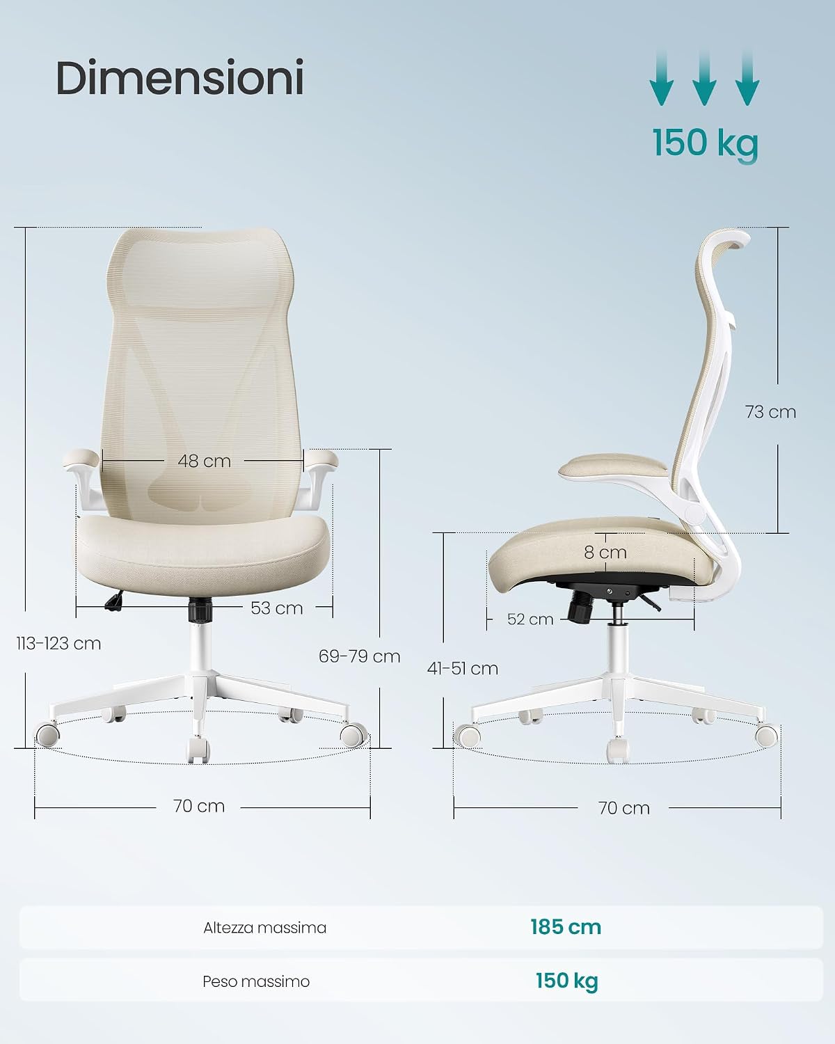 Detalle de SONGMICS Sedia da Ufficio OBN088K01 Ergonomica