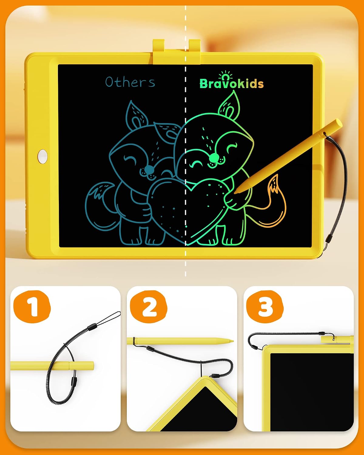 Detalle de bravokids LCD01 10-Inch LCD Writing Tablet, Color Screen, Erase and Lock