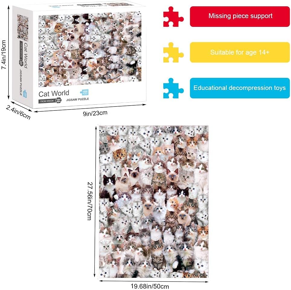 Detalle 2 de EACHHAHA 1000-Piece Jigsaw Puzzle for Adults (Cat World)