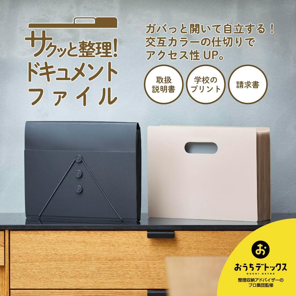 Detalle 2 de キングジム サクッと整理ドキュメントファイル 2290-W フタ付 A4・白・13ポケット