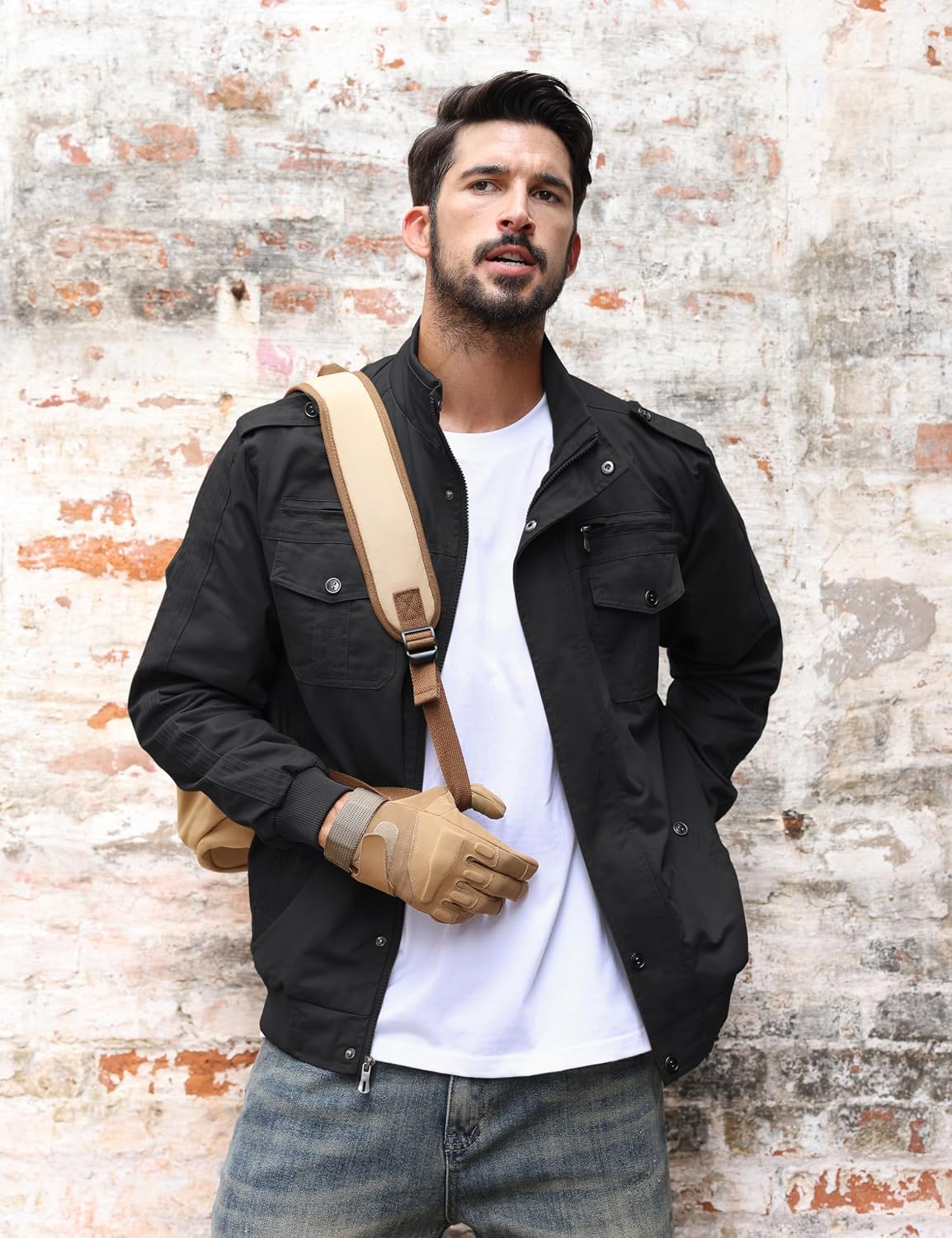 Detalle de TACVASEN Übergangsjacke Herren Blouson Baumwolle