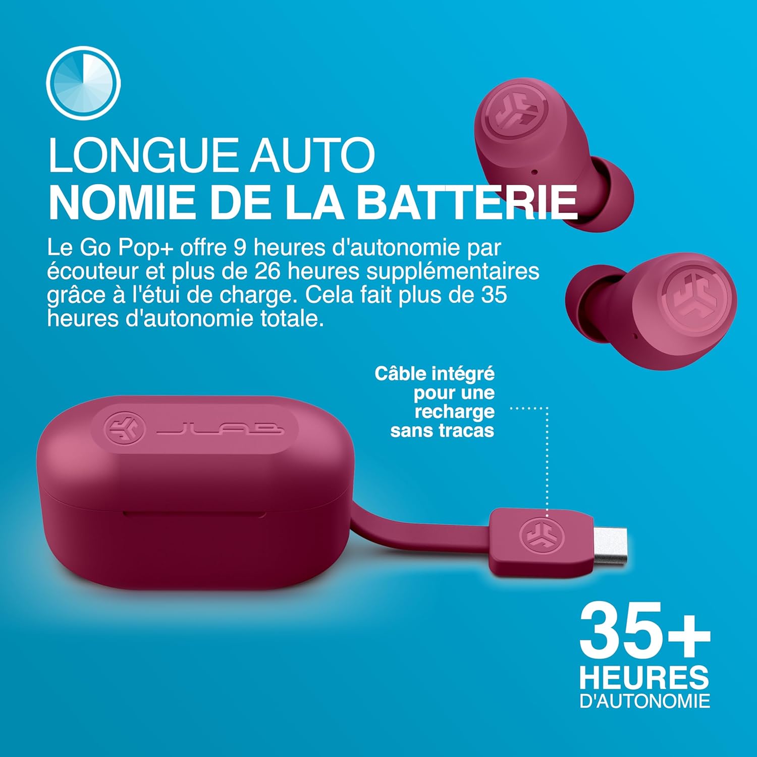 Thumbnail 5 de JLab Go Air Pop+ : Écouteurs Bluetooth sans Fil – EQ3, autonomie généreuse et confort pour petites oreilles