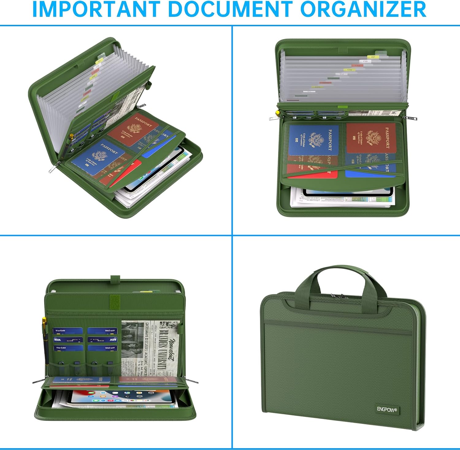 Detalle de ENGPOW EG083 Fireproof Accordion File Organizer, 13 Pockets, Handle & Labels