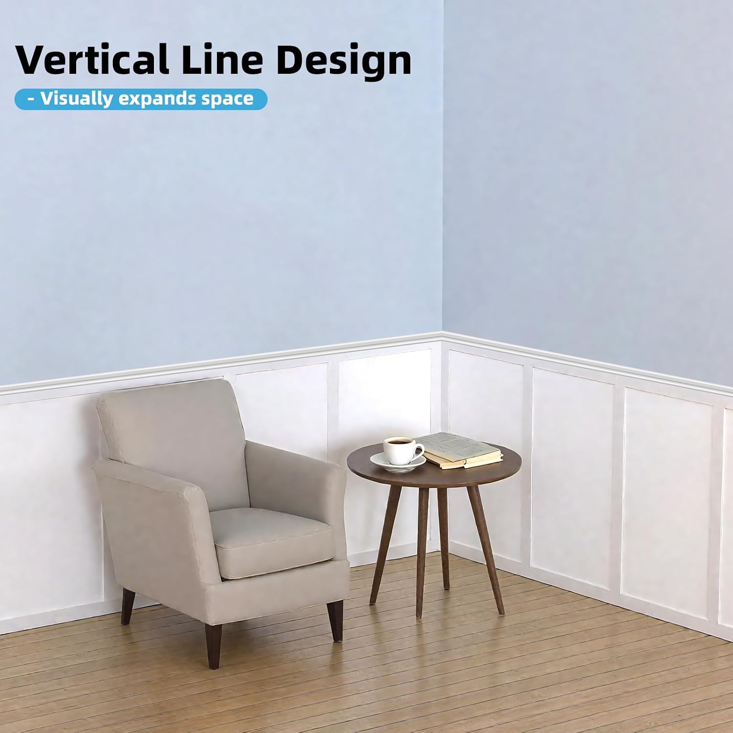 Detalle de Art3d A20331MF10 Board and Batten Wainscoting Kit, Paintable MDF, 94.5 x 54 in.