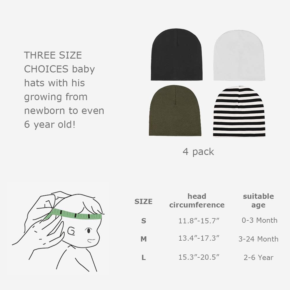 Thumbnail 5 de DRESHOW 4 Pieces Baby Beanie Set: Soft Knit Hats for Newborns & Toddlers