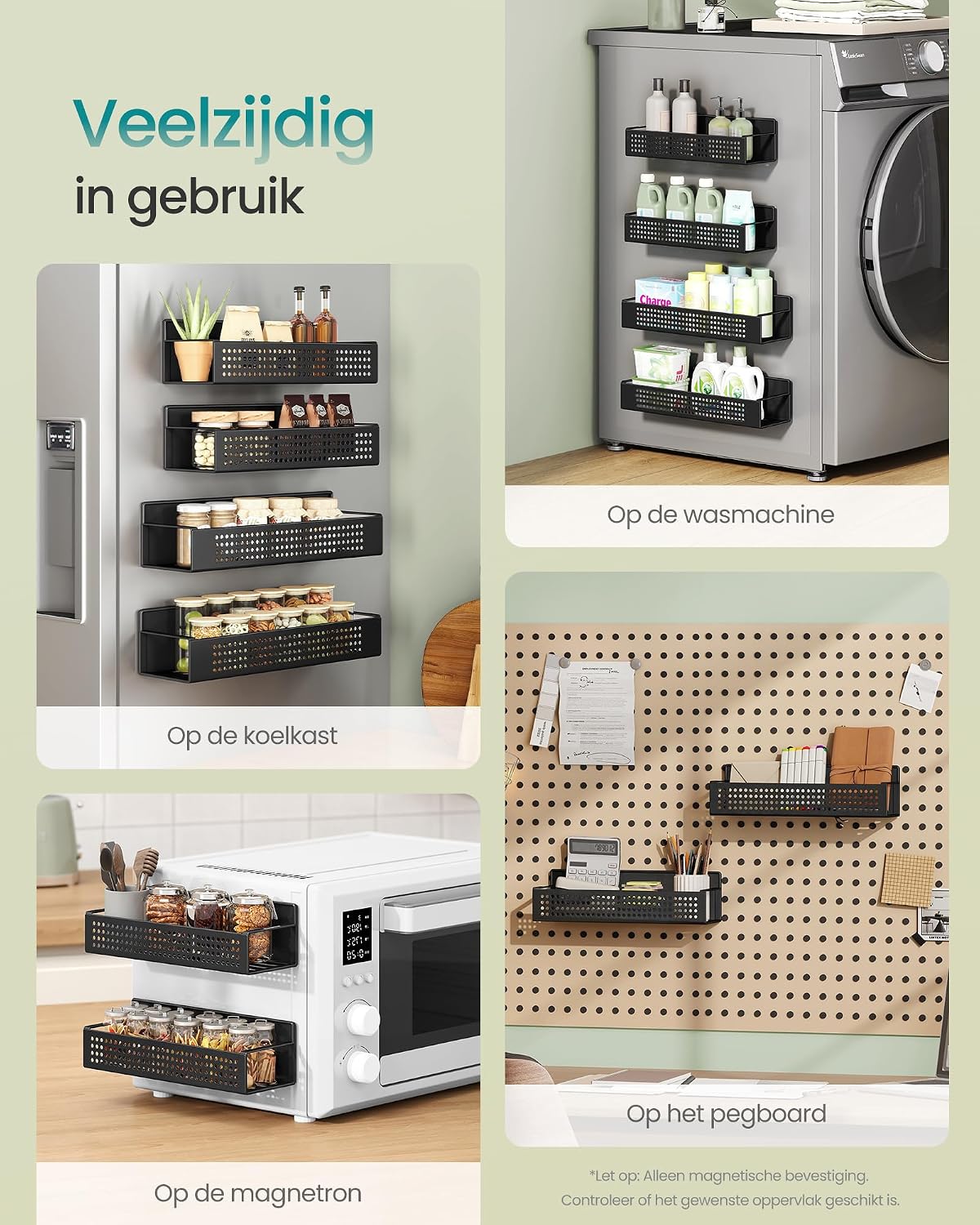 Thumbnail 4 de SONGMICS BEQUE KCS061B01 magnetisch kruidenrek, set van 4 in inktzwart