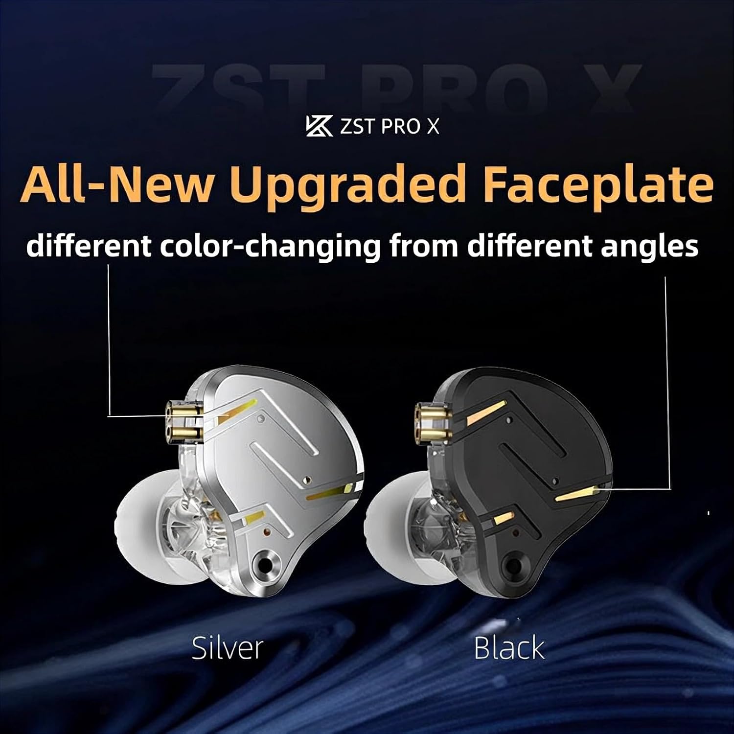 Detalle de KZ ZST PRO X 有線インイヤーモニターイヤホン 1BA+1DDハイブリッド、着脱式ケーブル、ブラックゴールド
