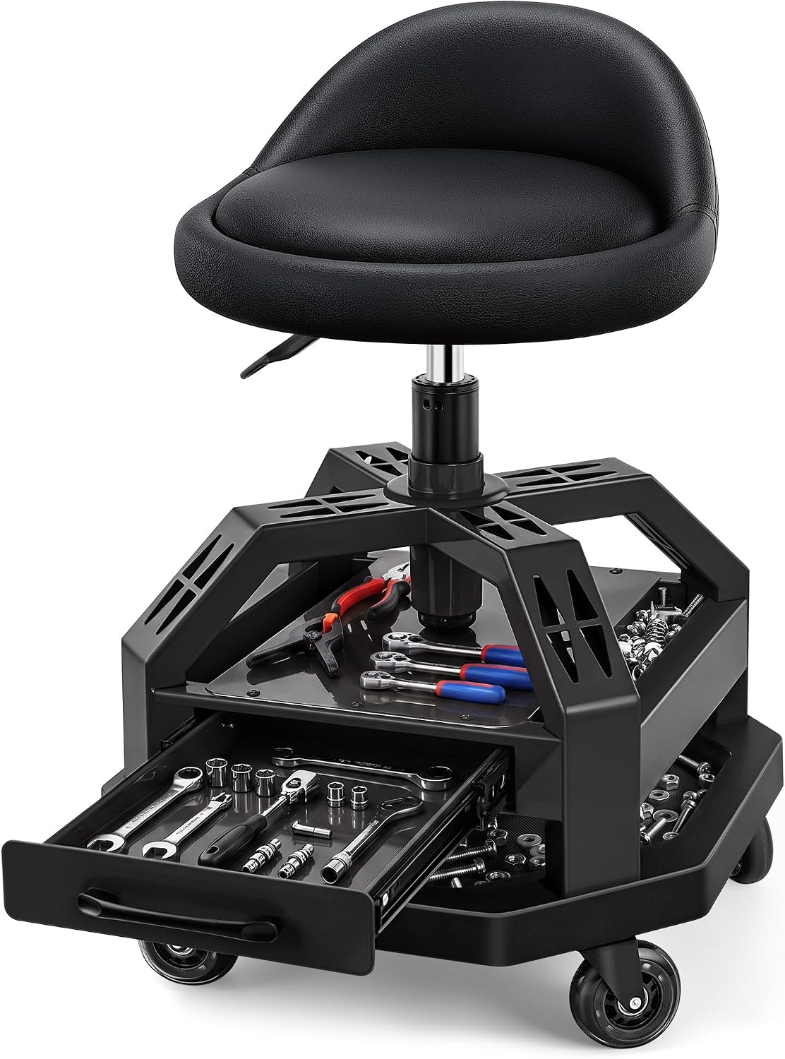 Detalle de Rolling Mechanic Stool with Drawer, 330 lb Capacity