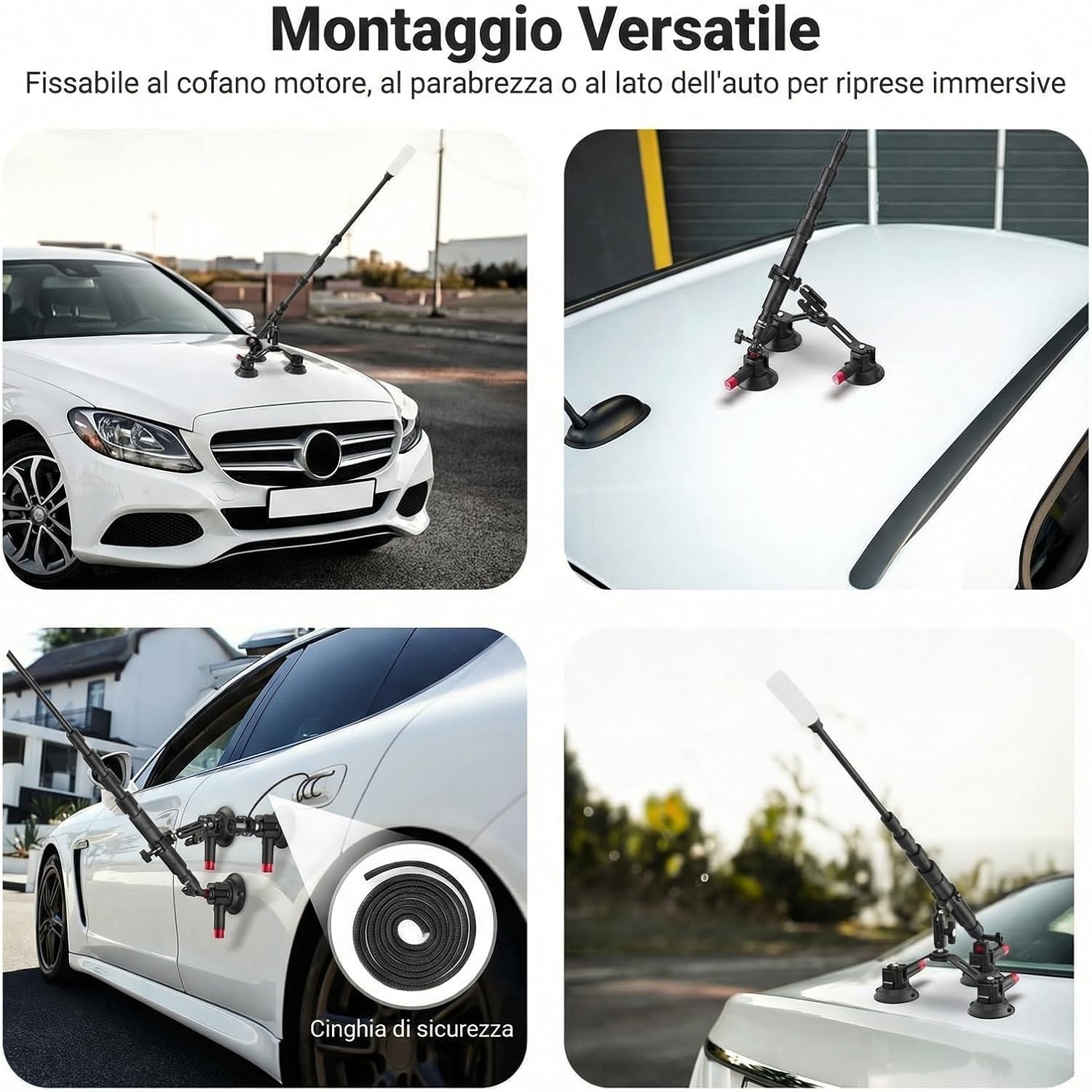 Thumbnail 6 de NEEWER CA065 Treppiede a ventosa tripla per auto con braccio flessibile e asta 2in1