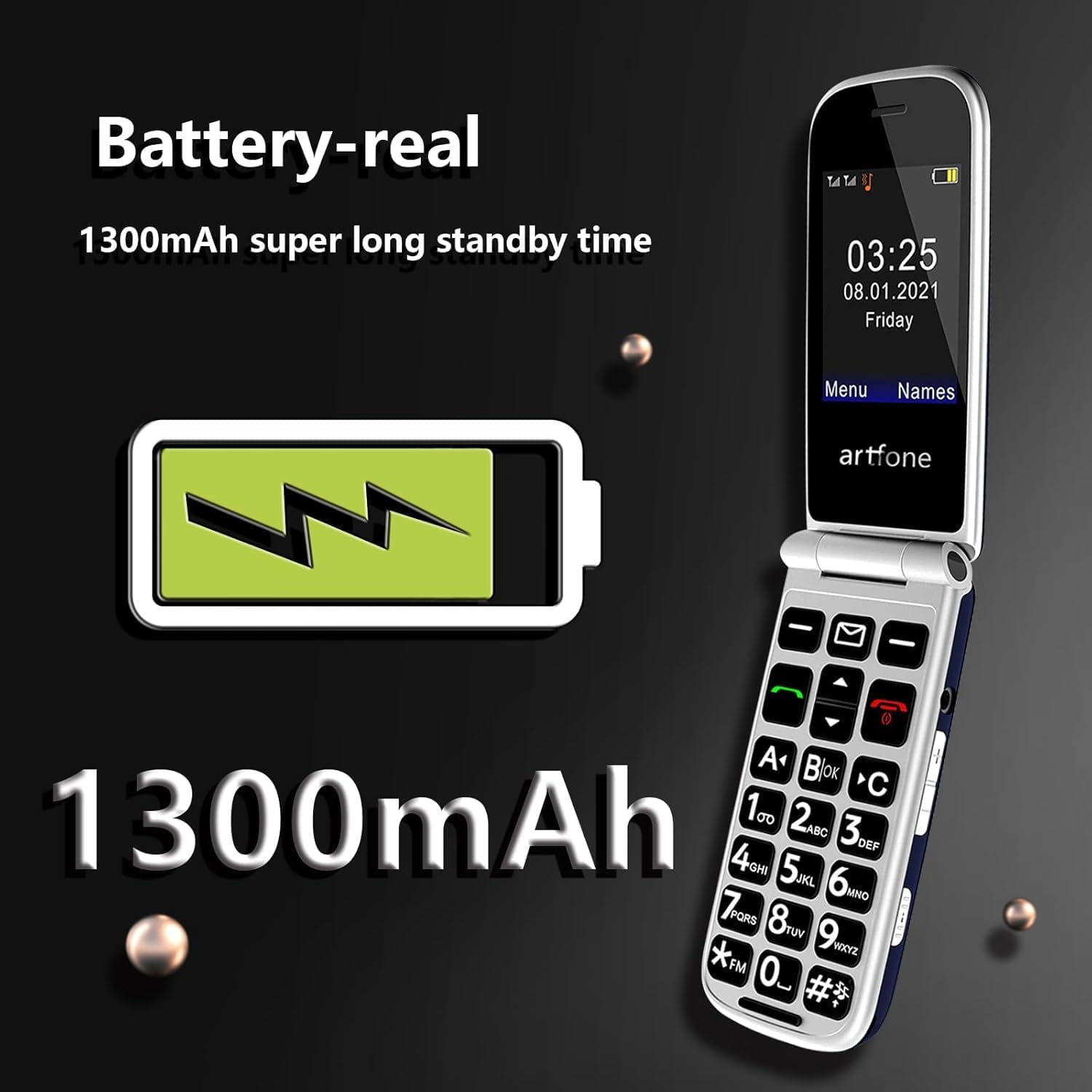 Thumbnail 5 de artfone F30 Nero – Telefono pieghevole 4G per anziani con tasti grandi