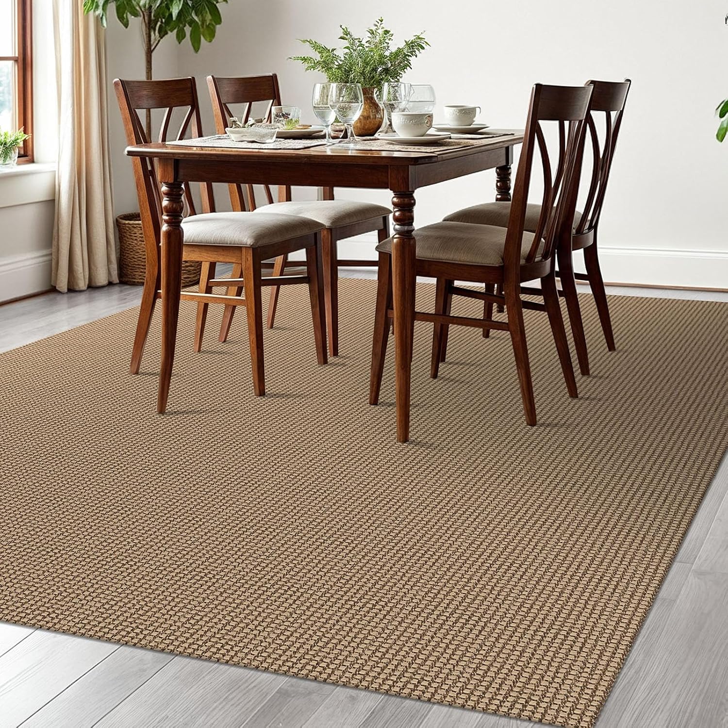 Thumbnail 6 de EARTHALL Woven Area Rugs 6x9 Ft Washable Non-Slip Braided Rug (Orange/Tan/Brown)