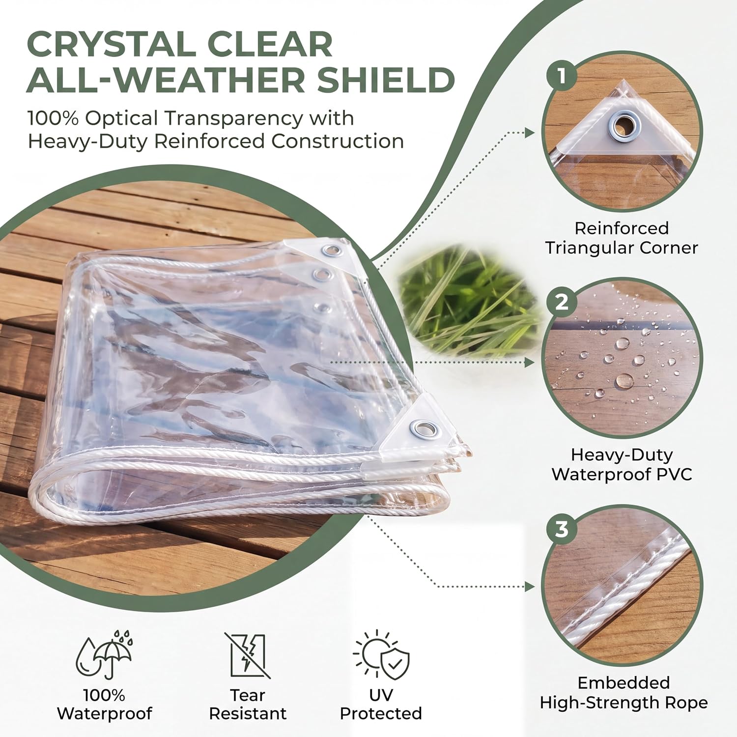 Detalle 1 de LOYID Clear PVC Tarp, 14 Mil