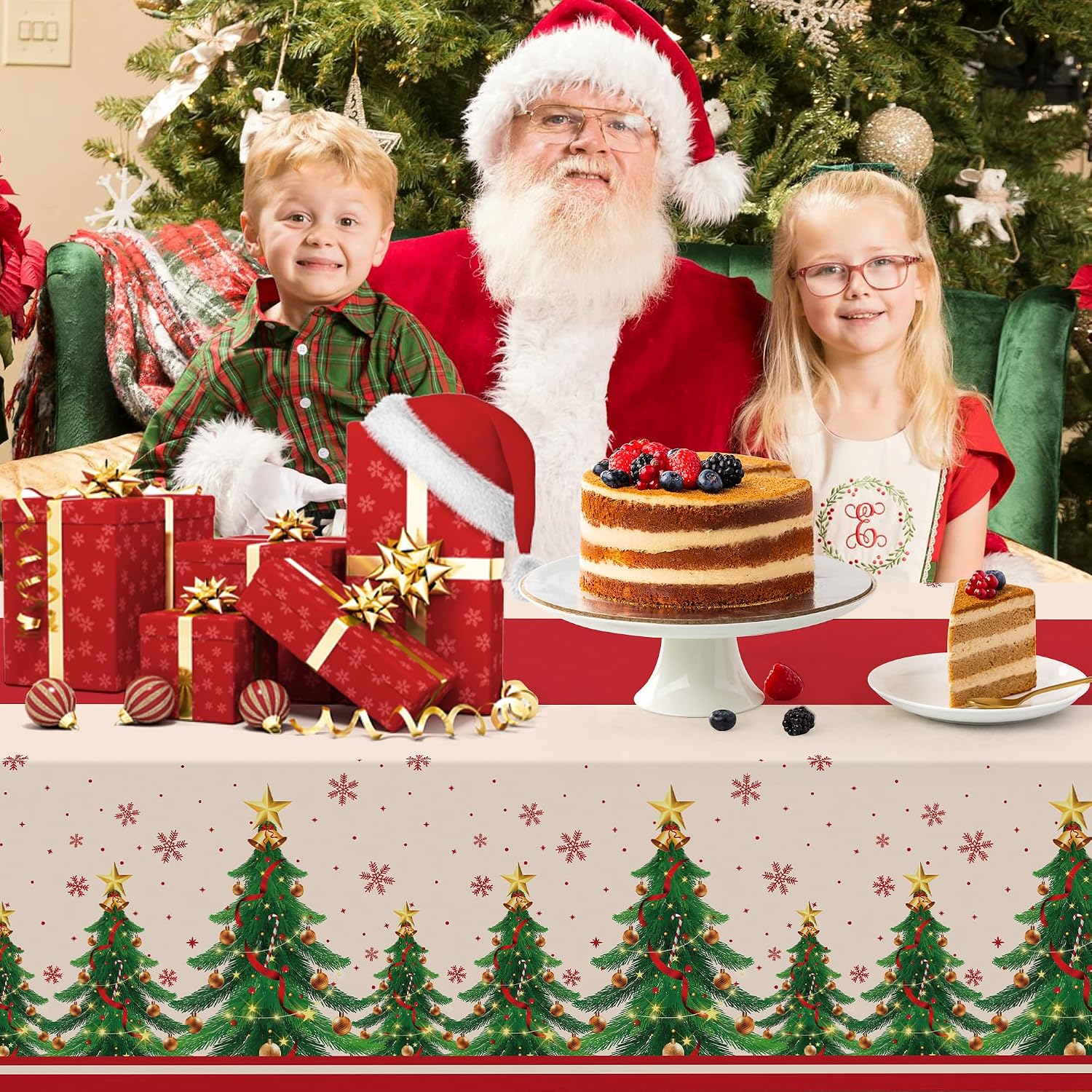 Thumbnail 6 de Childom disposable Christmas tablecloths, 54 x 108 inches