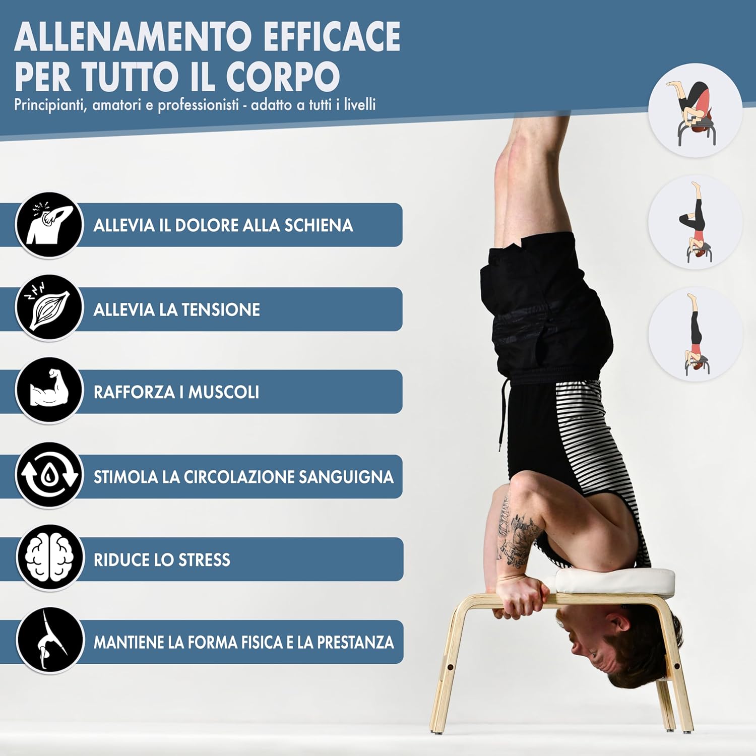 Thumbnail 3 de VALENESS sgabello yoga per verticali con cinturón, poster e yogablock fino a 150 kg
