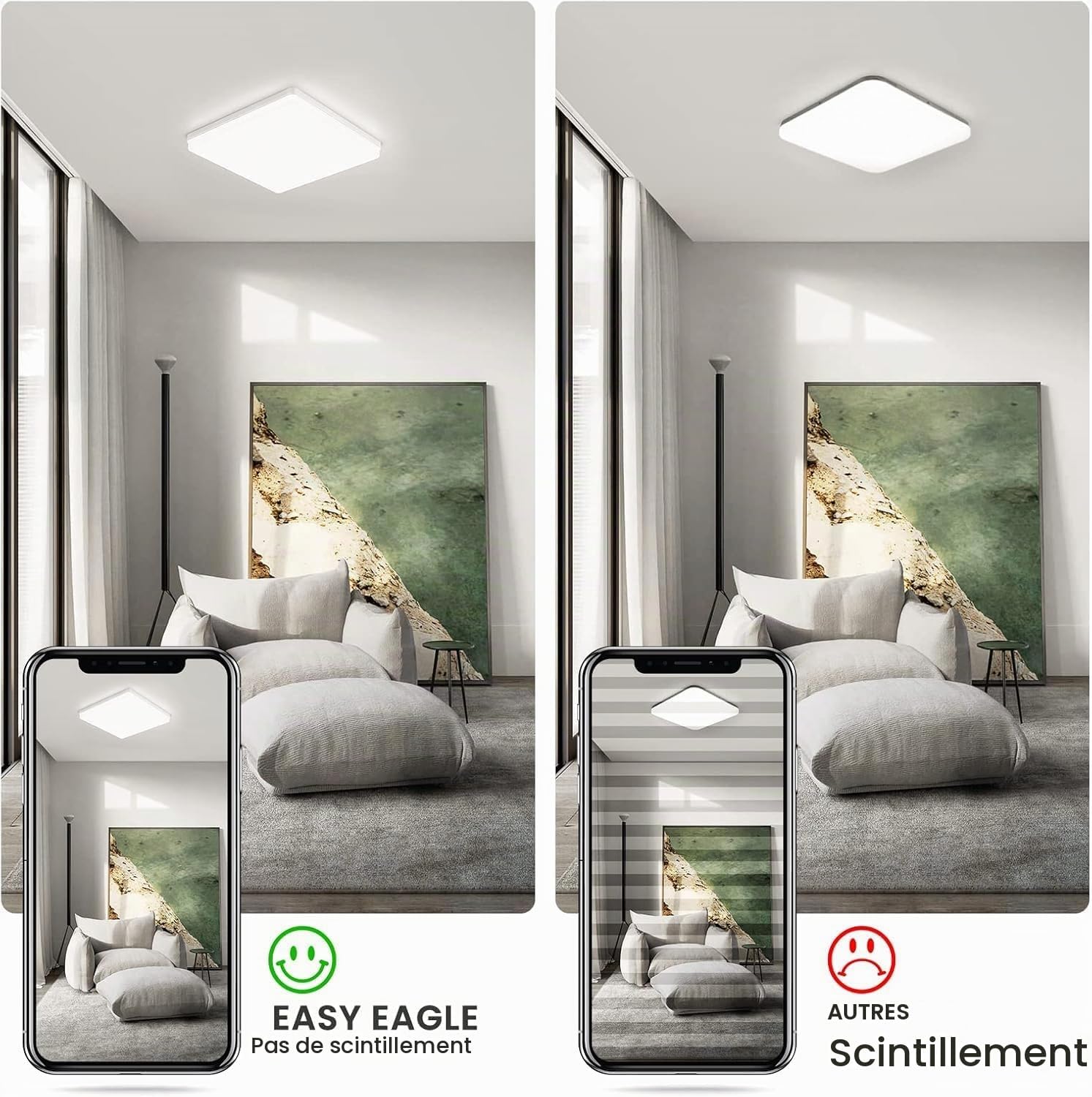 Detalle de EASY EAGLE LCLDBDFX18B vierkante led-plafondlamp, 24 W, 2400 lm, IP44