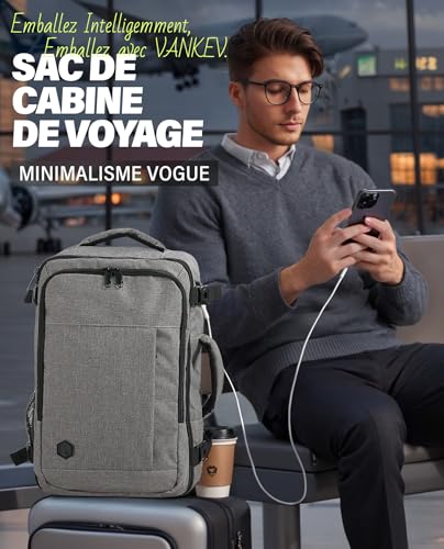 Detalle 2 de VANKEV Bagage Cabine 45x36x20 cm – Sac à dos voyage pour EasyJet