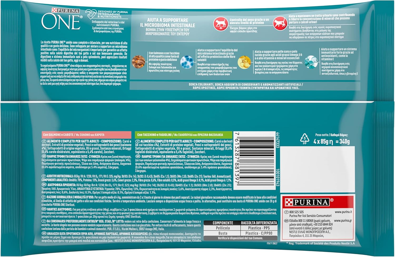 Thumbnail 1 de PURINA ONE Sterilcat Filellini in Sauce – Nassfutter für sterilisierte Katzen, Lachs & Truthahn, 48 Beutel