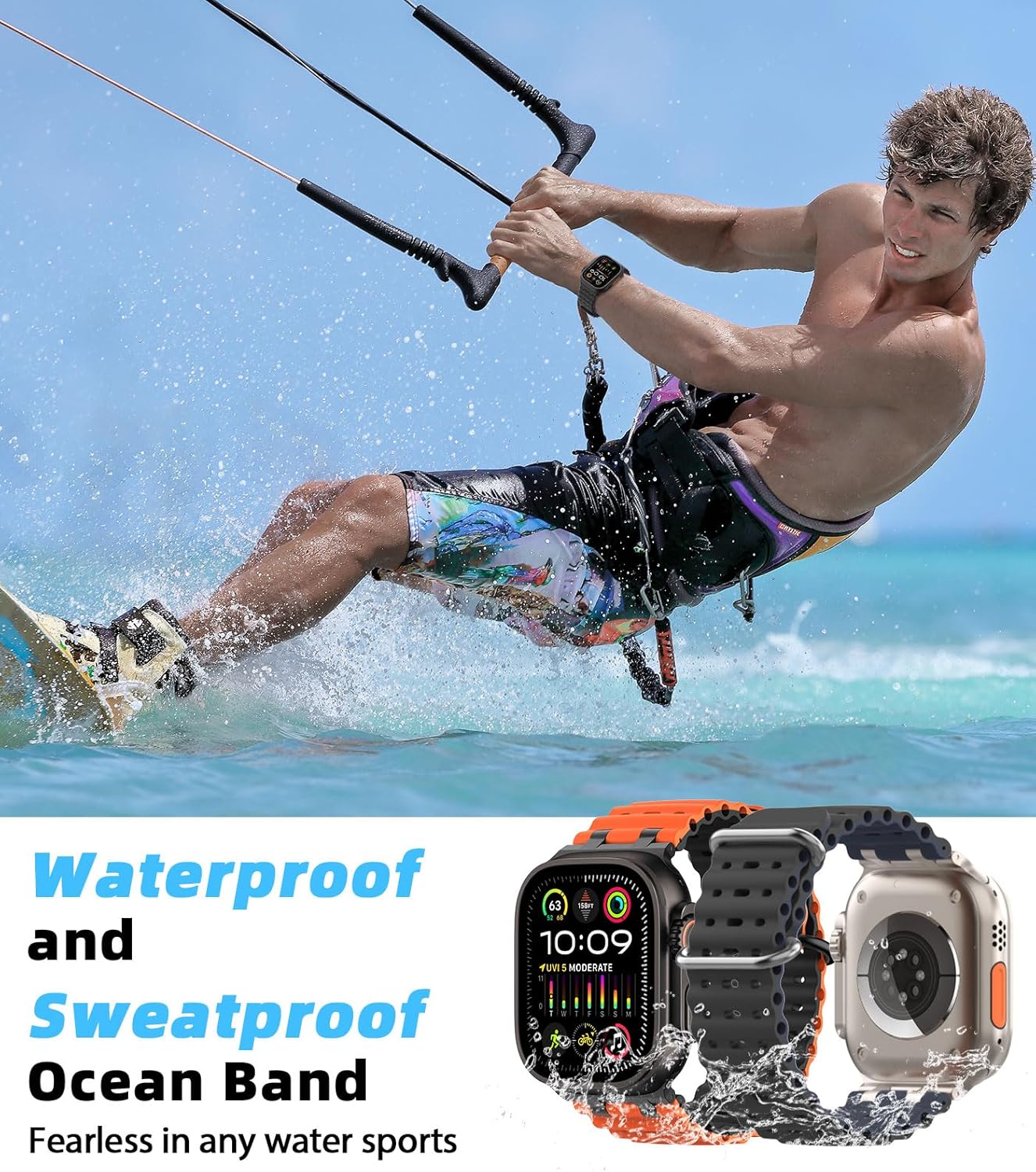 Thumbnail 4 de MoKo Ocean Armband – kompatibel mit Apple Watch Ultra 3/2/1, Series 11–3/2/1, SE und mehr (46–42 mm)