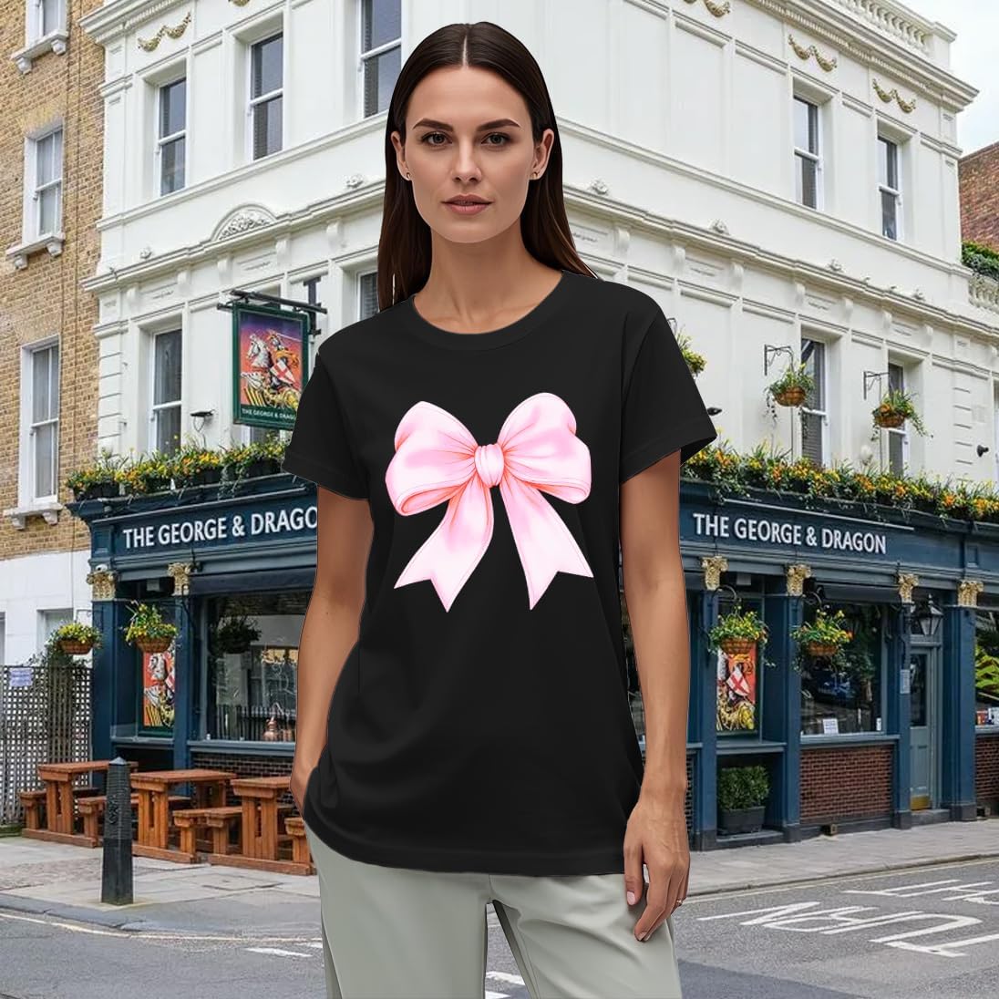 Detalle 2 de Qskall women’s leopard bow T-shirt with bowknot detail
