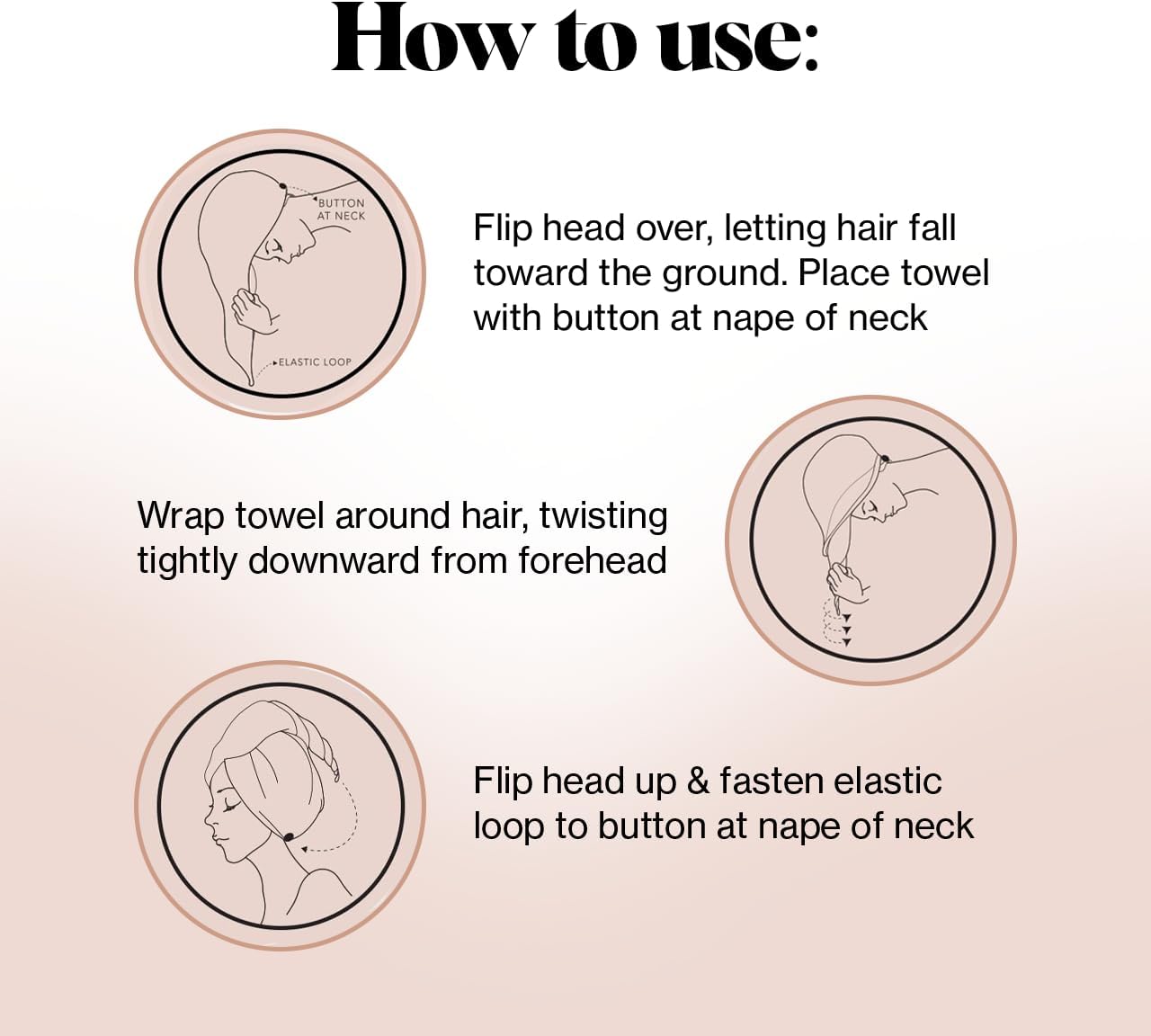 Thumbnail 4 de Kitsch asciugamano in microfibra per capelli da donna ad asciugatura rapida (turbante) per capelli lunghi