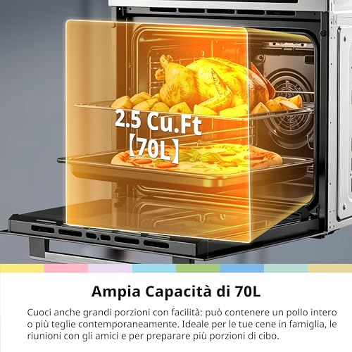 Detalle 2 de COMFEE' CBO70M90D2-SS forno da incasso ventilato 70 L, 13 funzioni, Air Fry