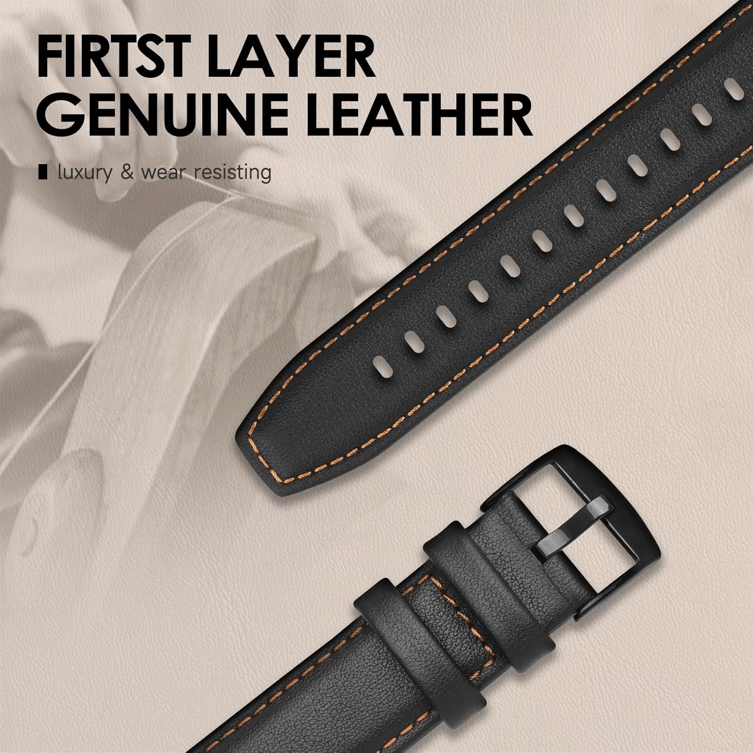 Thumbnail 3 de Tuocal 22-mm Lederarmband (Echtleder) für Samsung Galaxy Watch 3 / Gear S3 / Huawei Watch GT 3 – Schnellverschluss, Schwarz