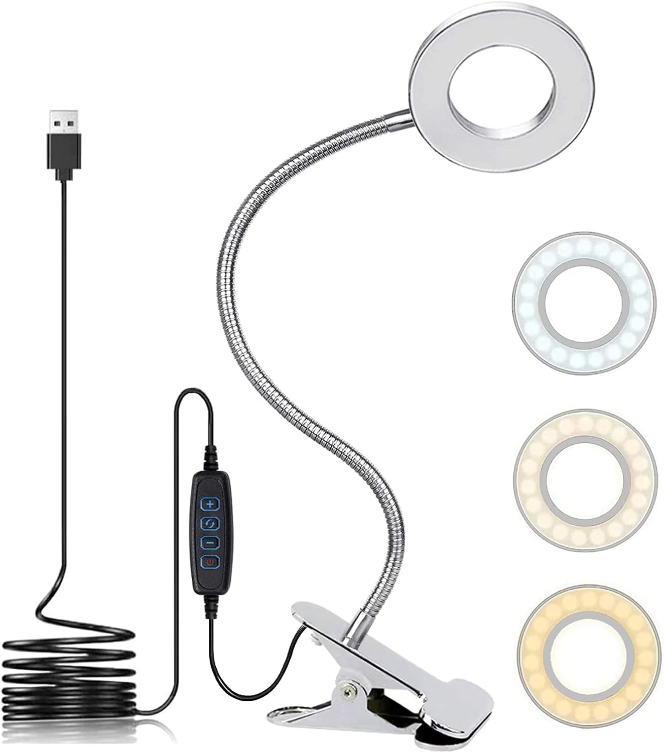 Detalle de KNAMKY USB LED Desk Lamp Clip-On Reading Light