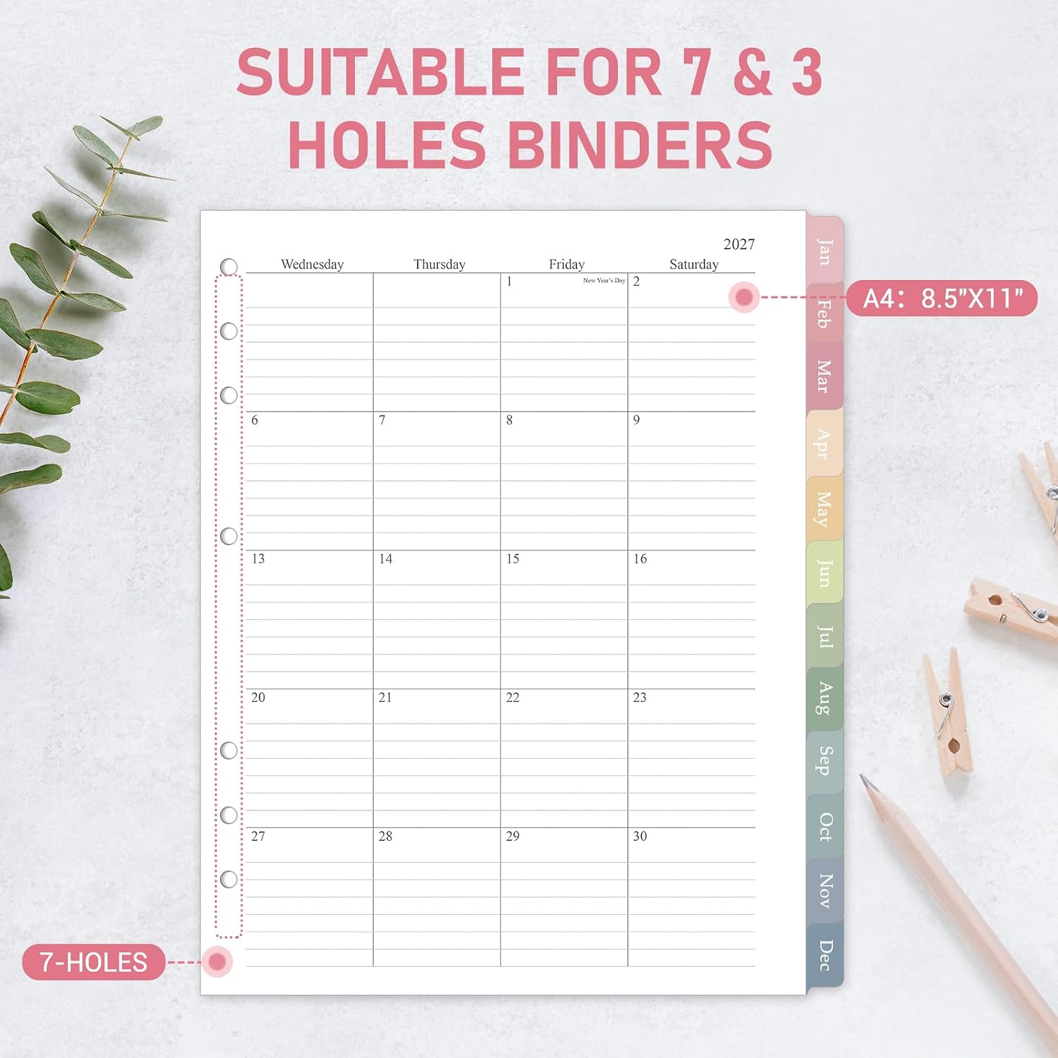 Detalle de Monthly Planner Refill, 8.5 x 11-Inch