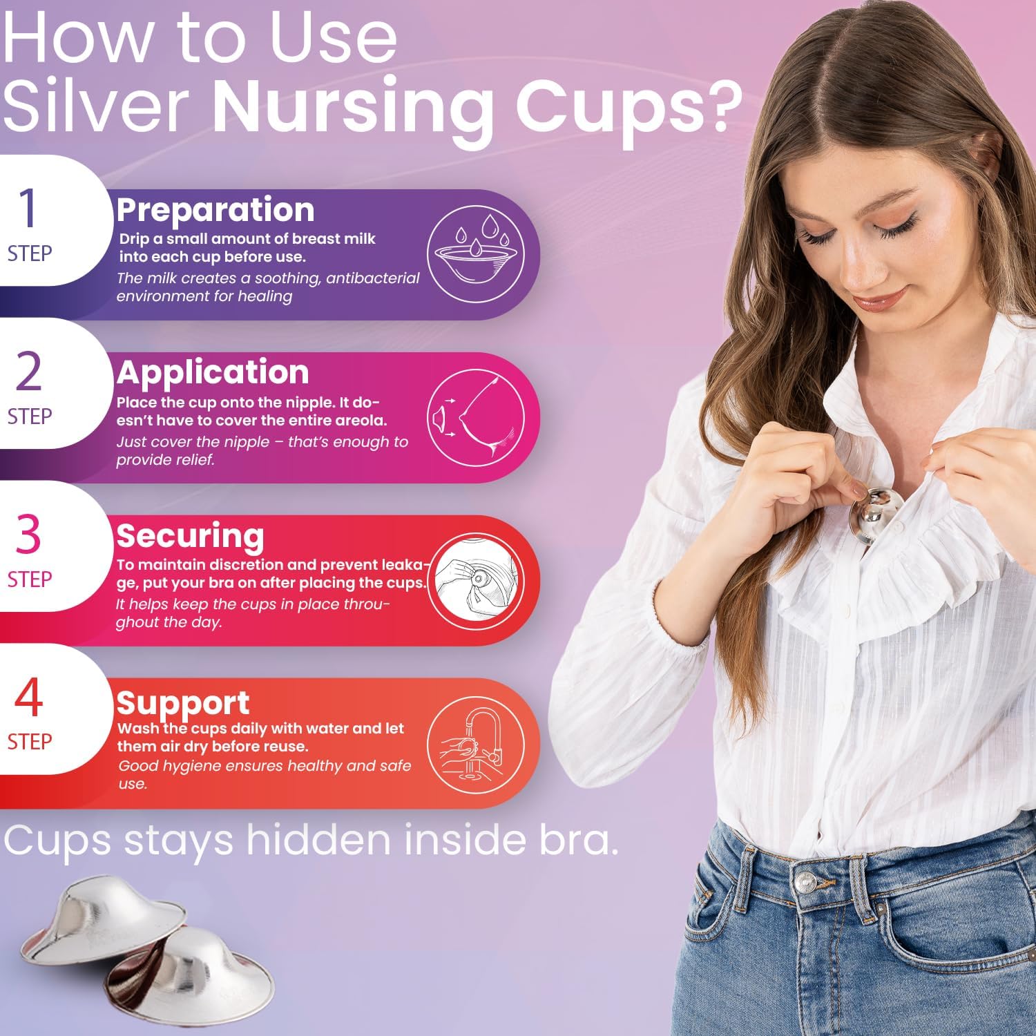 Thumbnail 2 de MOMFY Silver Nursing Cups 1 pair — nipple shields 🩺