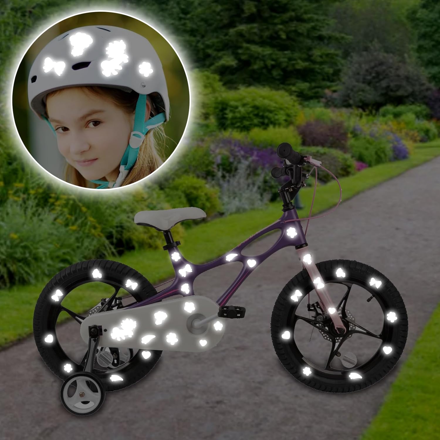 Detalle de 4er Pack Einhorn Reflektierende Fahrrad-Aufkleber – Vinyl-Look mit 17 × 11 cm Design