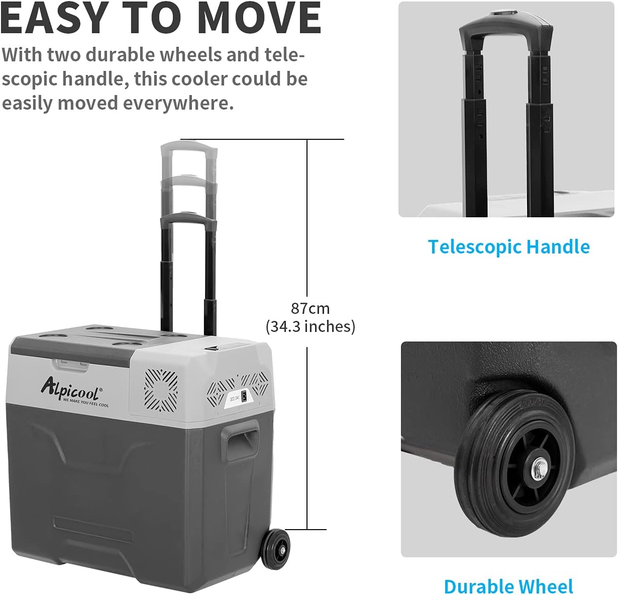 Detalle 2 de Alpicool CX50 50L Compressor Car Refrigerator: Portable 12V/AC Fridge Freezer for Road Trips