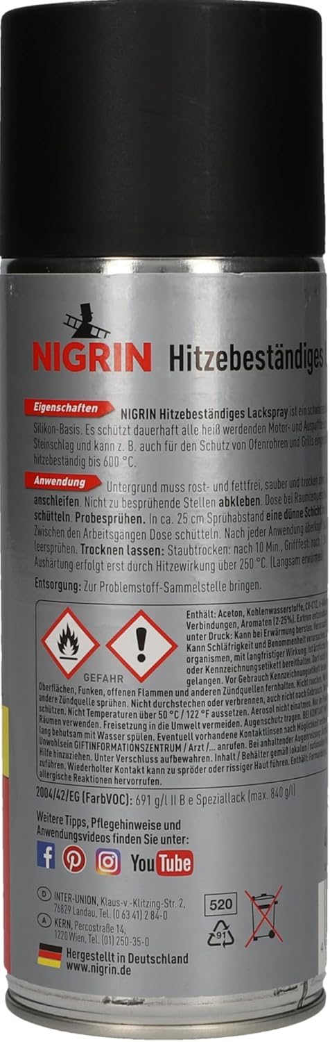 Detalle 2 de NIGRIN Lackspray 400 ml Autolack schwarz matt