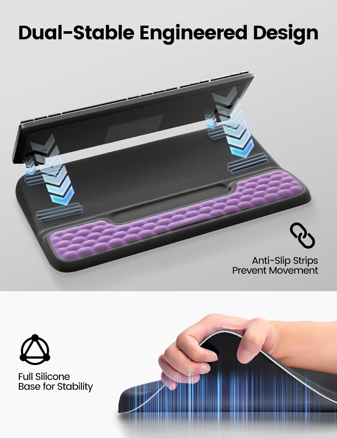 Thumbnail 2 de Vaydeer STH038 Keyboard Stand and Mouse Pad Set, Memory Foam Wrist Rest, Red and Black