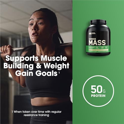 Detalle de Optimum Nutrition Serious Mass Weight Gainer Pulver – Vanille, 2,73 kg (8 Portionen)