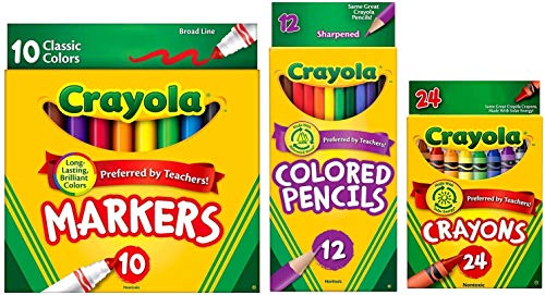 Imagen de Crayola Classic Bundle: 3 Items (24 Count Crayons, 10 Count Broad Line Markers, 12 Count Colored Pencils) by Crayola en OfertitasTOP