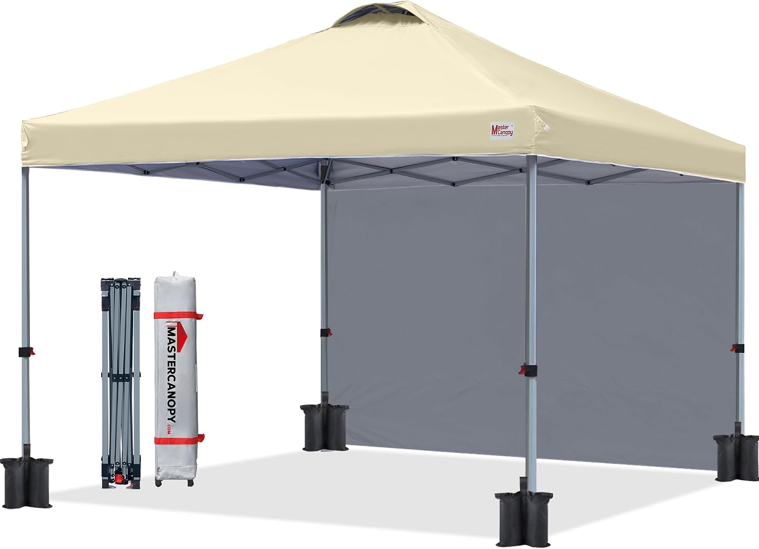 Detalle de MASTERCANOPY Durable EZ Pop-up Gazebo Tent with 1 Sidewall (2.5x2.5M, Black)
