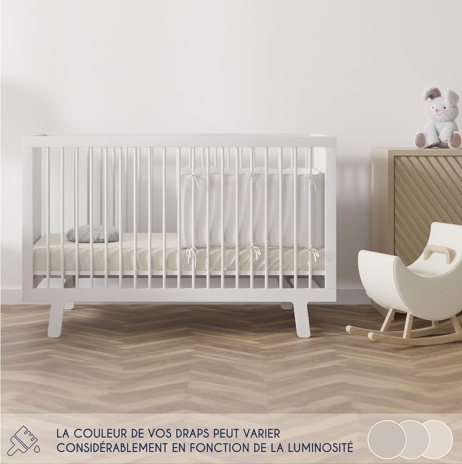 Detalle de Dreamzie Drap Housse 60x120 cm (x2) en coton jersey 145 gsm – Oeko-Tex