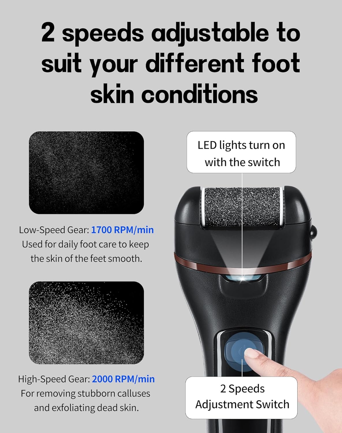 Detalle de Electric Foot File Hard Skin Remover: 16-in-1 Pedicure Set for Dry, Cracked Heels