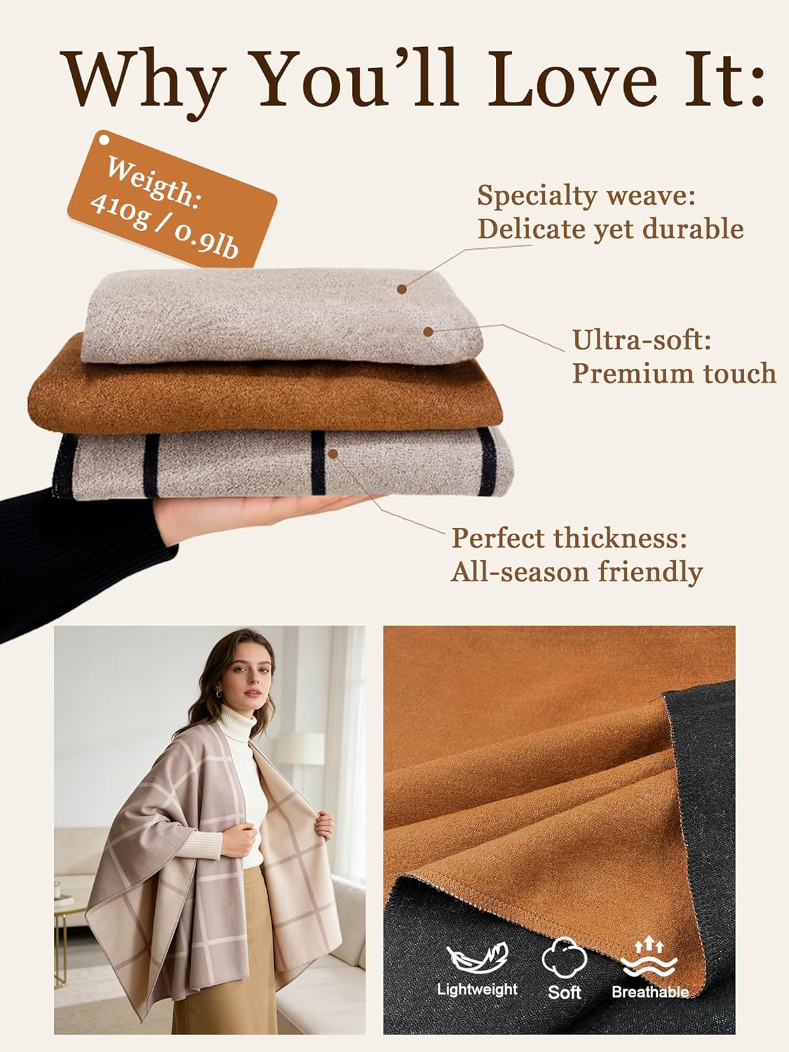 Thumbnail 5 de Moss Rose Women's Shawl Wrap Poncho Cardigan