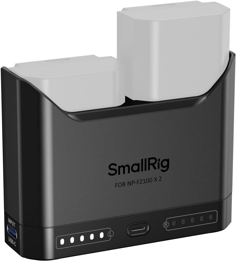 Detalle de SMALLRIG doppio caricabatterie NP-FZ100 con USB-C (doppio slot) per Sony Alpha