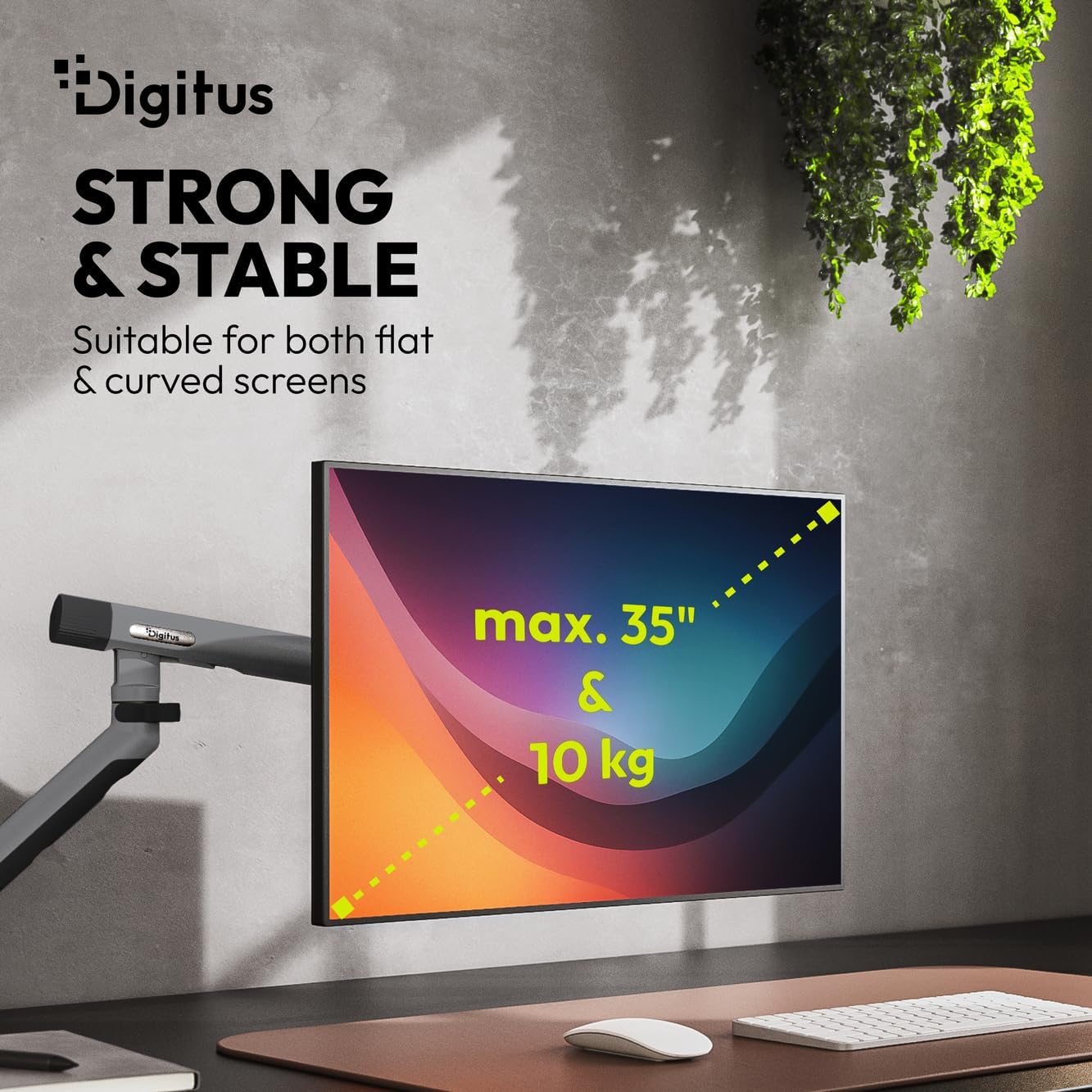 Detalle de DIGITUS Design – uchwyt do monitora do 35 cali, sprężyna mechaniczna, 10 kg