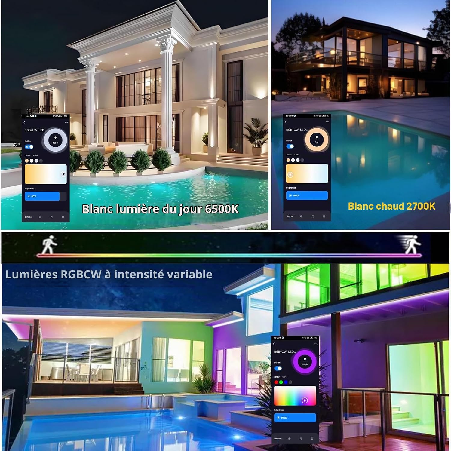 Detalle de JBdusn 50 W RGB-ledschijnwerper voor buiten met appbediening en IP66